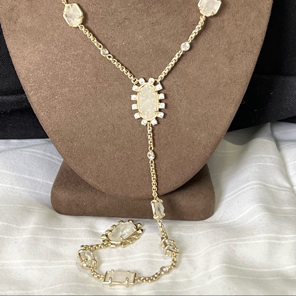 NWT RARE & Retired Kendra Scott Liesl Necklace Iridescent Drusy Rock Crystal CZ - Picture 4 of 10